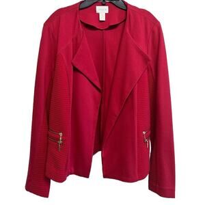 Chico's Moto Open Cardigan Jacket Women's Size 1/M in Red